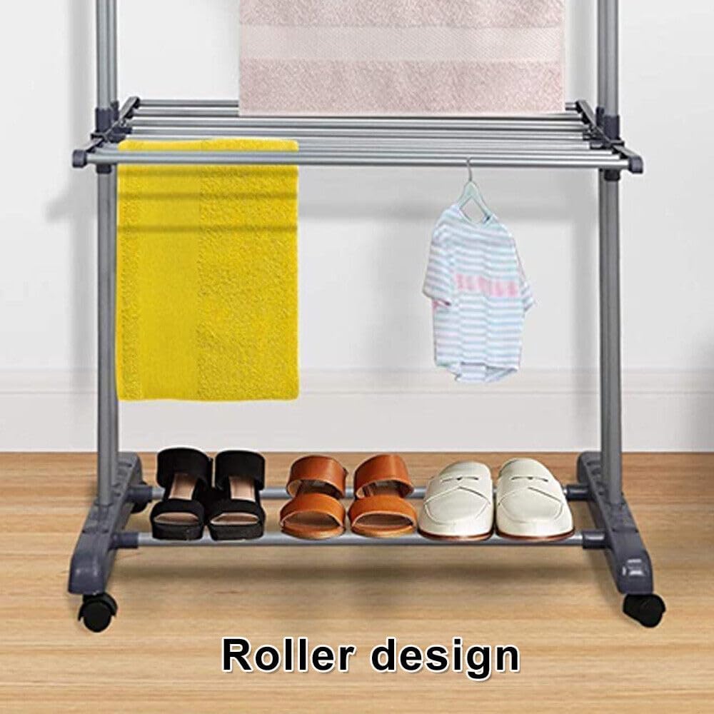 CARLA HOME Folding Clothes Drying Rack 29x103x41 cm with Wheels & Adjustable Wings - SuperSaverAU - view 6