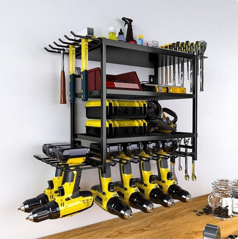 CARLA HOME 4-Tier Wall-Mounted Power Tool Rack Organizer 25x42x60 cm - SuperSaverAU - view 1