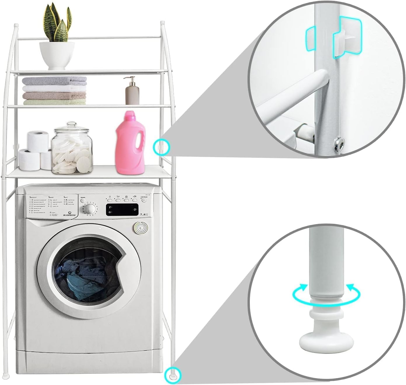 CARLA HOME 3-Tier Storage Rack 25 x 166 x 65 cm for Laundry & Bathroom Essentials - SuperSaverAU - view 4