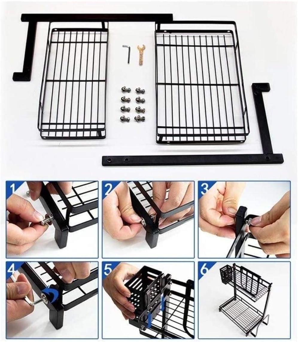 CARLA HOME 2-Tier Kitchen Spice Rack Organizer 34x41x21 cm with Hooks & Utensil Holder - SuperSaverAU - view 8