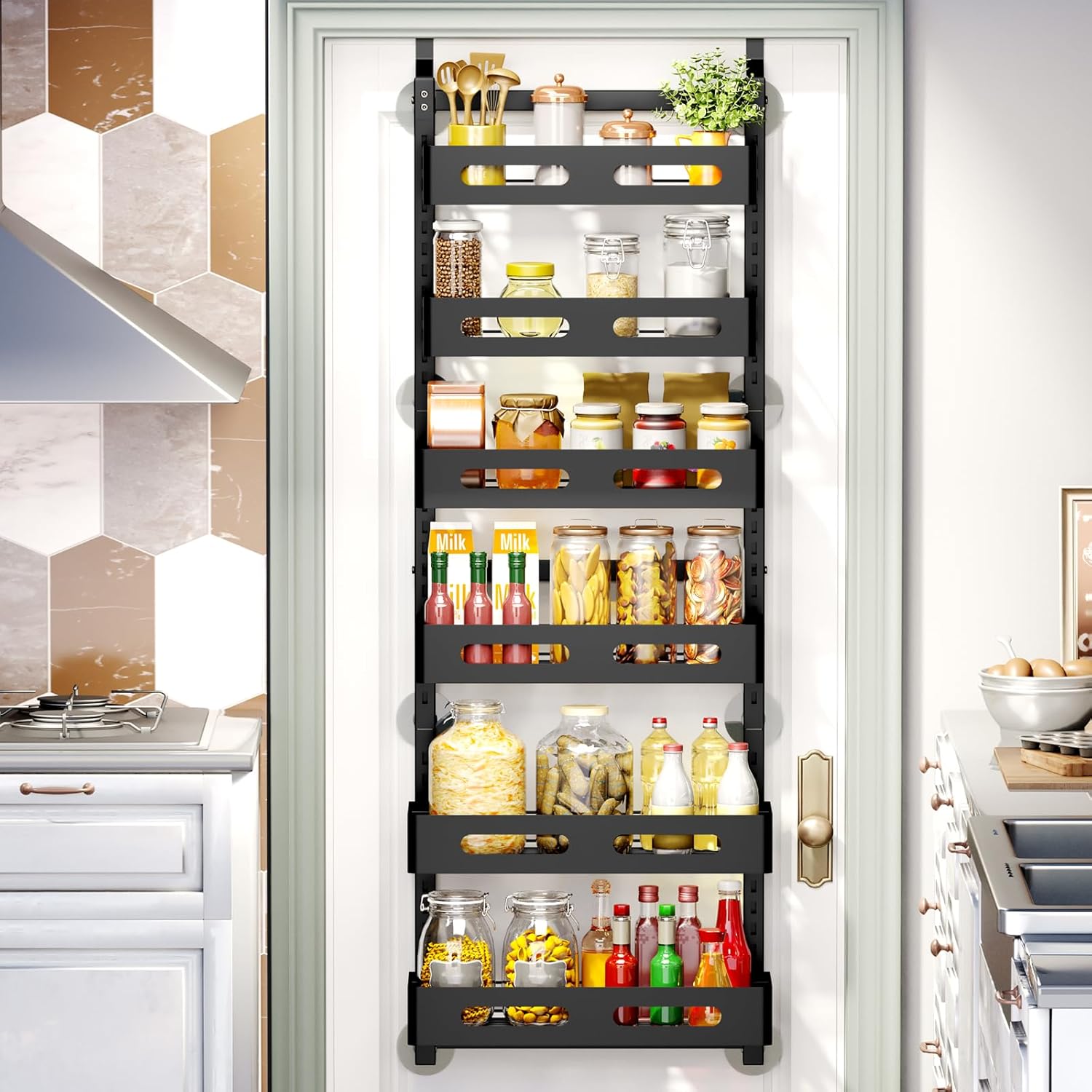 CARLA HOME 6 Tier Over the Door Organizer, Adjustable Metal Baskets, 18 x 134 x 42 cm - SuperSaverAU - view 1