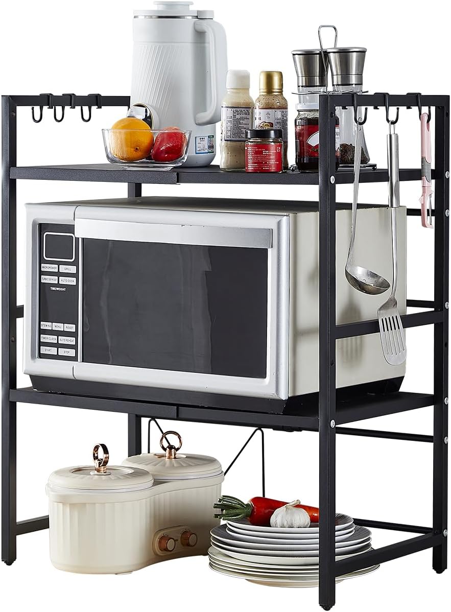 CARLA HOME 3-Tier Microwave Oven Rack, Adjustable Metal Shelf Stand 36 x 78 x 40 cm - SuperSaverAU - view 8