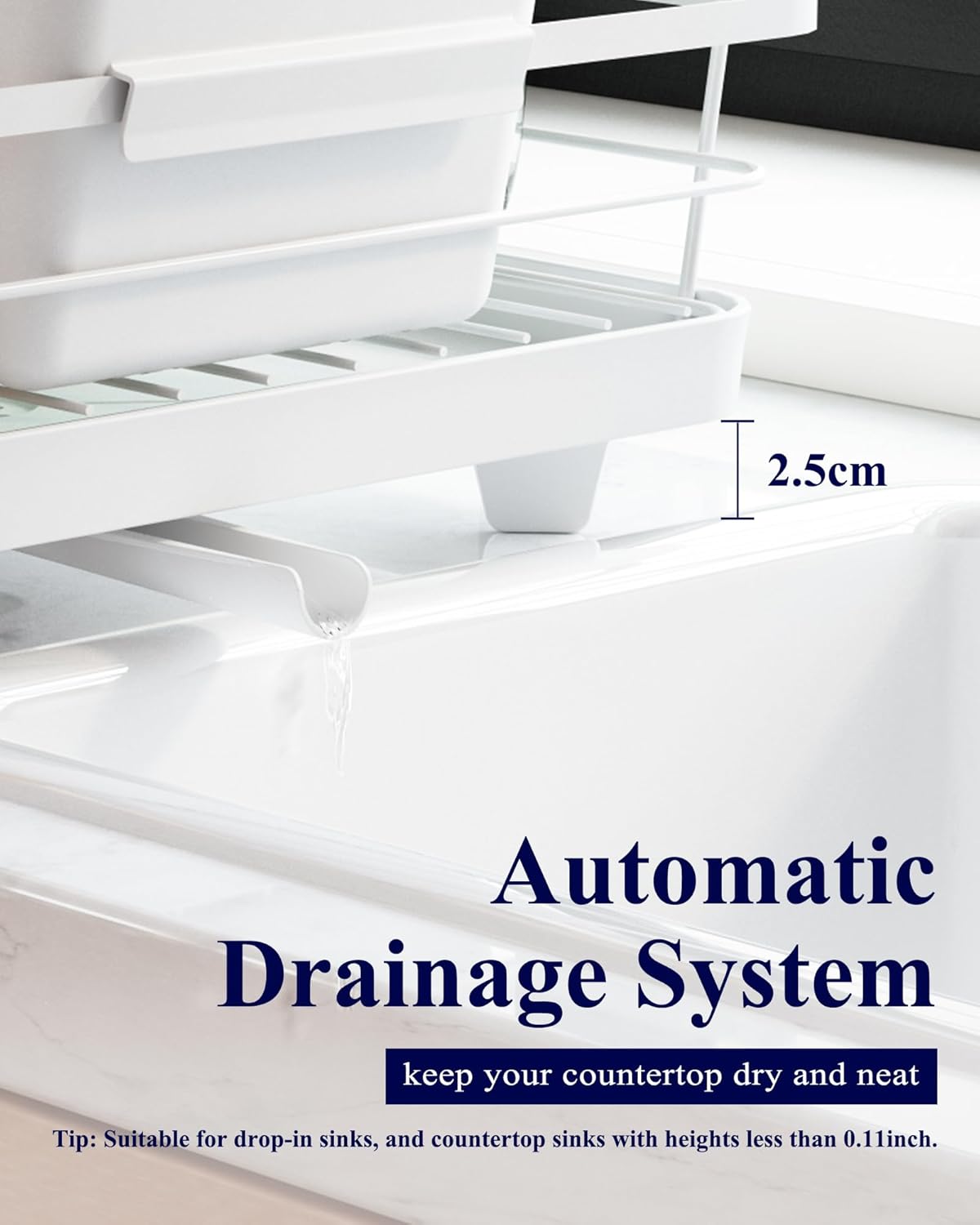 CARLA HOME Dish Drying Rack – Removable Drip Tray & Utensil Holder