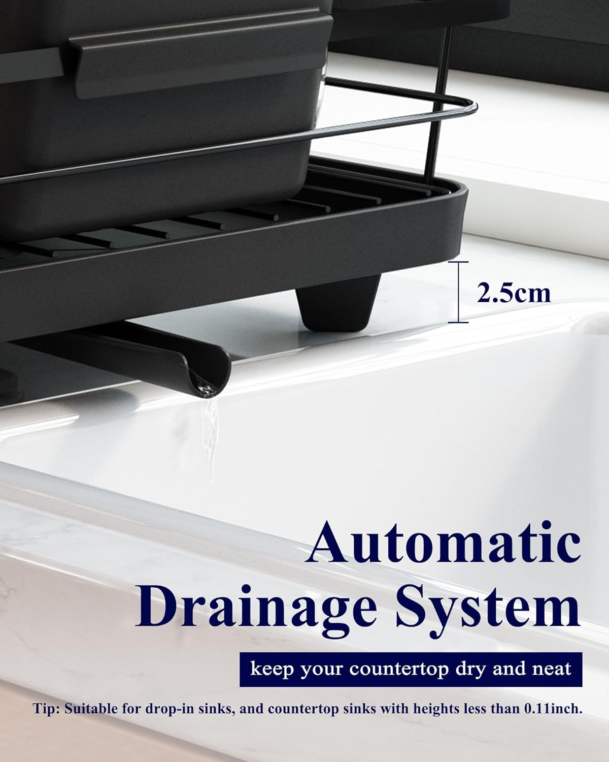 CARLA HOME Dish Drying Rack – Removable Drip Tray & Utensil Holder