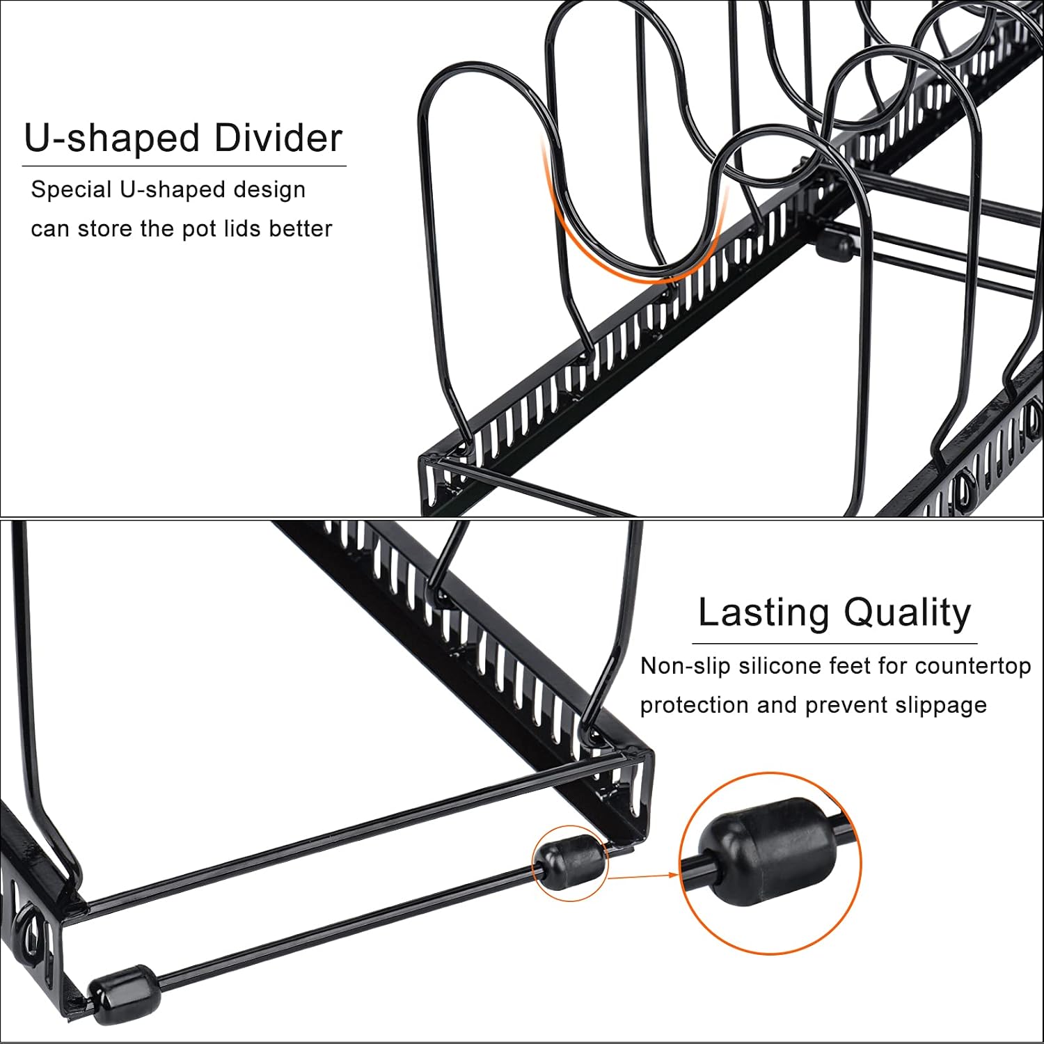 CARLA HOME Expandable Pot & Pan Organiser Rack – 10 Adjustable Dividers
