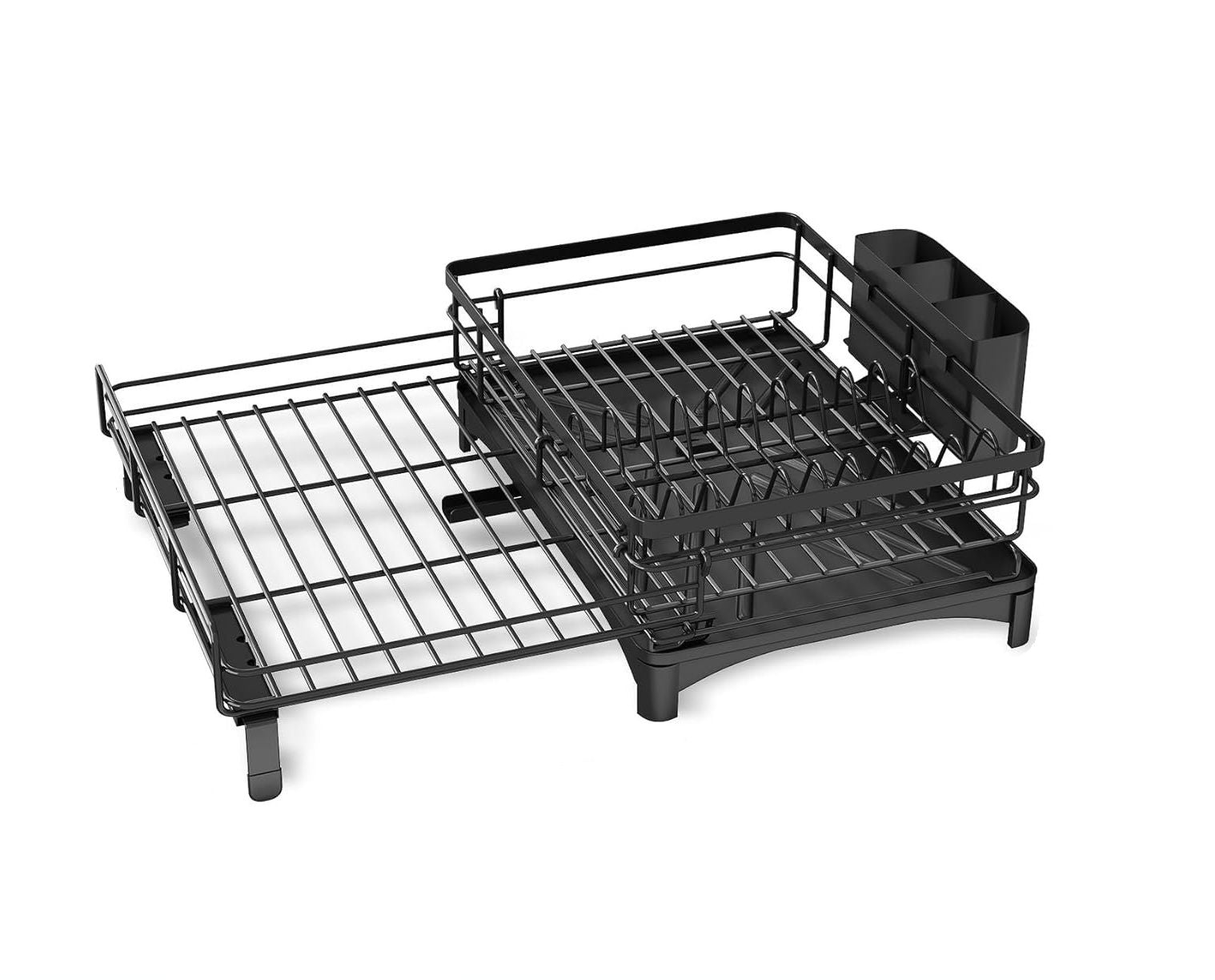 CARLA HOME 1-Tier Expandable Dish Drying Rack – Drainage Spout, 31-55cm