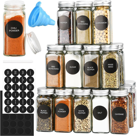 CARLA HOME 24 Glass Spice Jars with Aluminium Lids