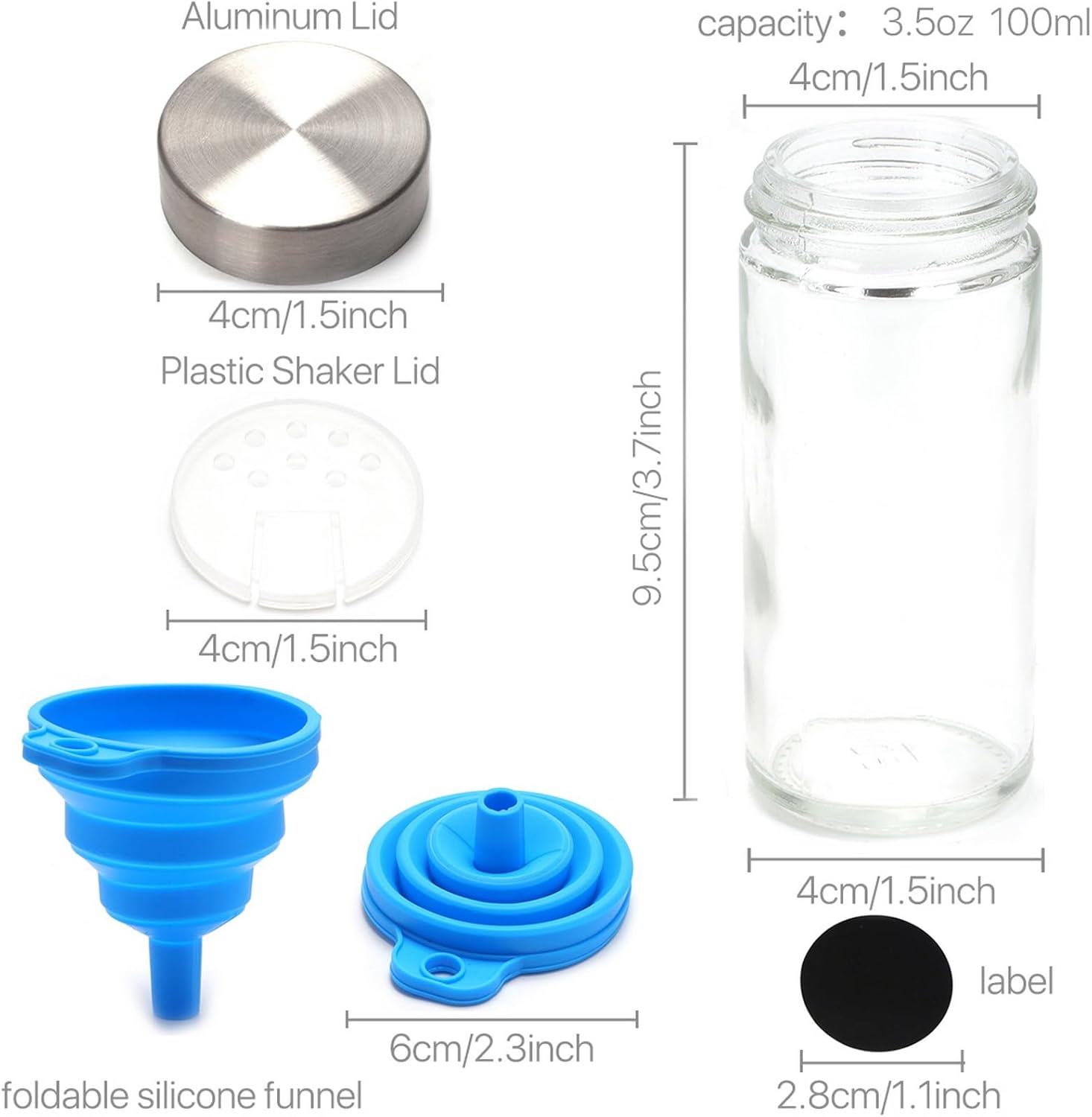 CARLA HOME 24 Glass Spice Jars with Aluminium Lids