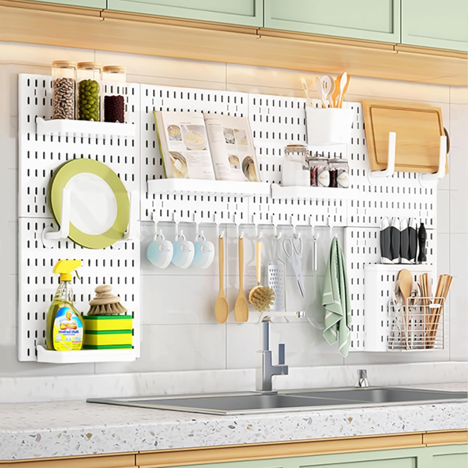CARLA HOME Pegboard Wall Organizer Kit with 6 Boards & 21 Accessories