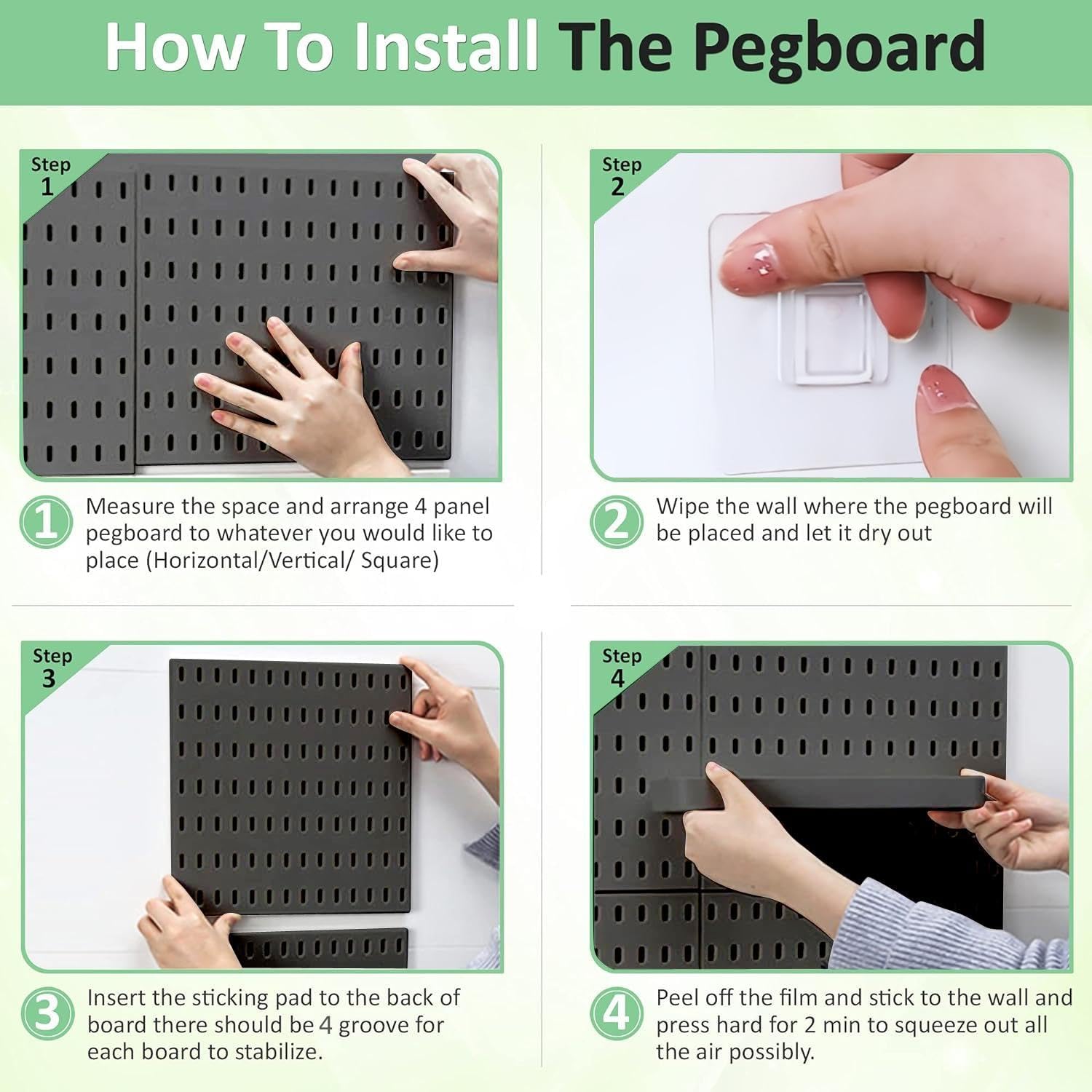 CARLA HOME Pegboard Wall Organiser Kit with 10 Accessories - 2 Black Panels
