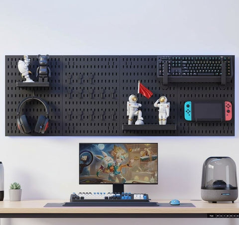 CARLA HOME Pegboard Wall Organiser Kit with 19 Accessories - Black