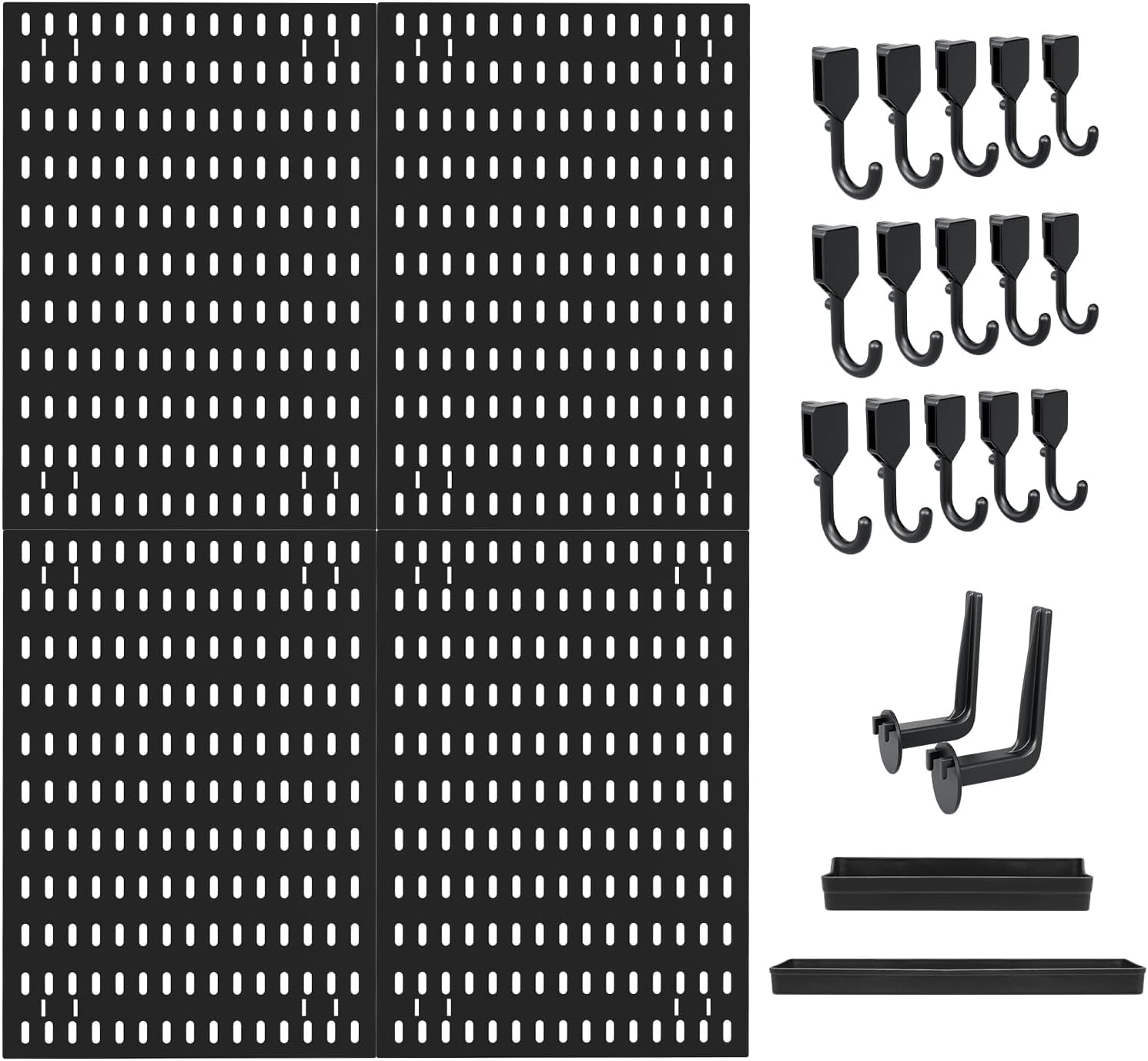 CARLA HOME Pegboard Wall Organiser Kit with 19 Accessories - Black