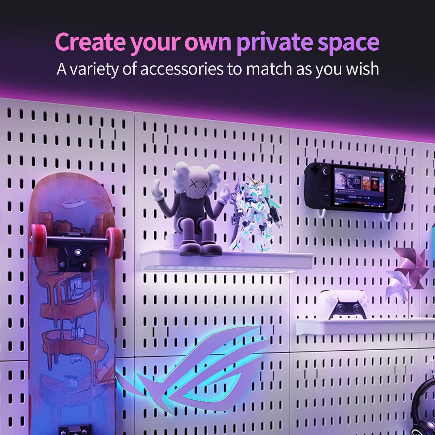 CARLA HOME Pegboard Wall Organiser Kit with 19 Accessories - White