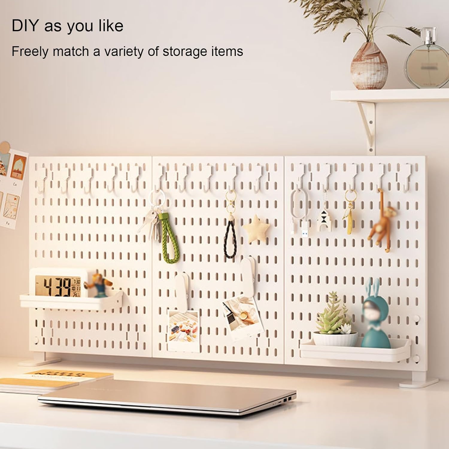 CARLA HOME Desk Pegboard Organiser Kit – White Clamp-On with Hooks & Tray