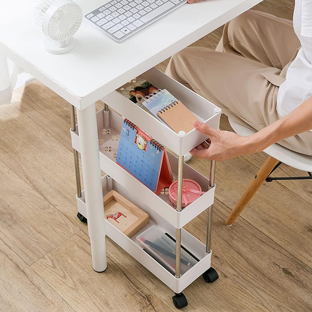 CARLA HOME Slim 3-Tier Storage Cart Organiser with Wheels