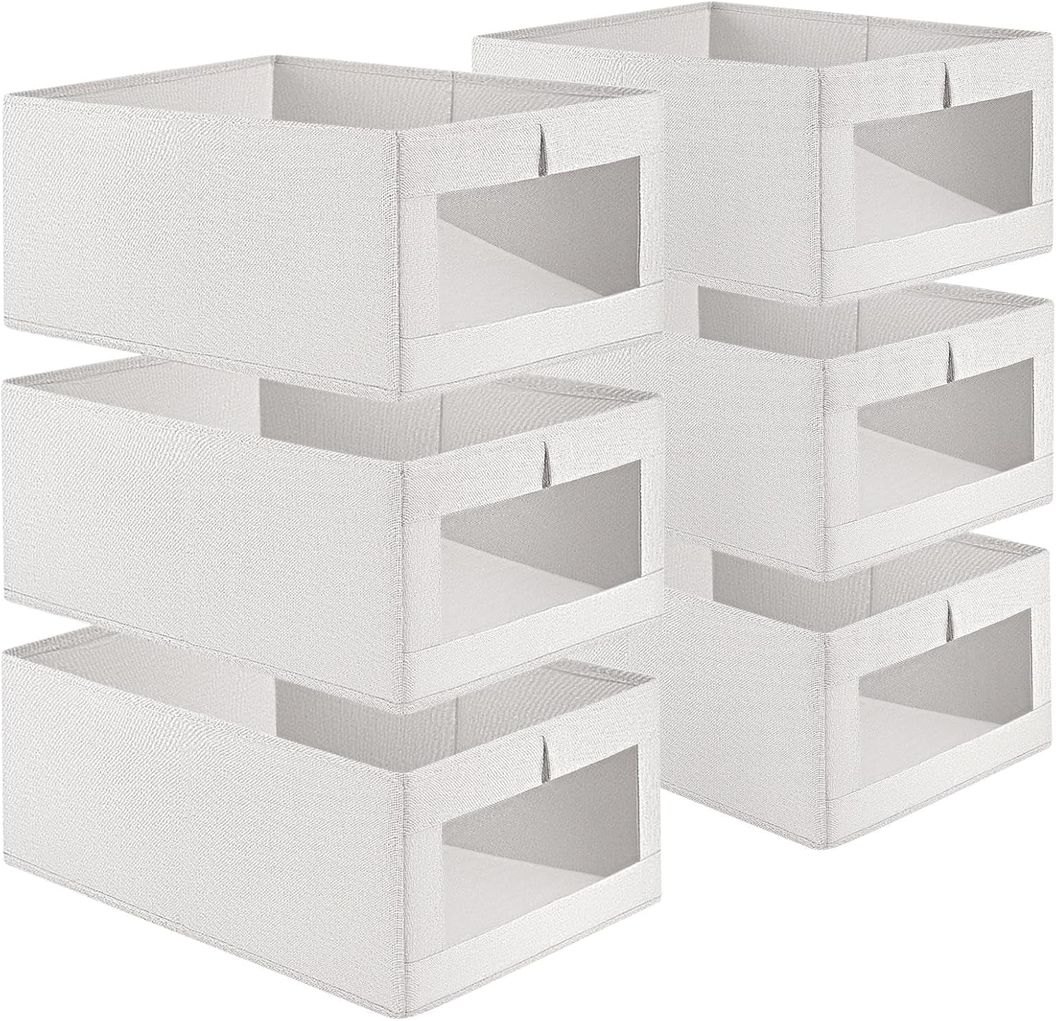 CARLA HOME Closet Storage Bins – 6 Pack with Clear Window
