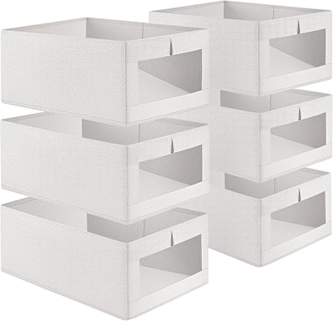 CARLA HOME Closet Storage Bins – 6 Pack with Clear Window