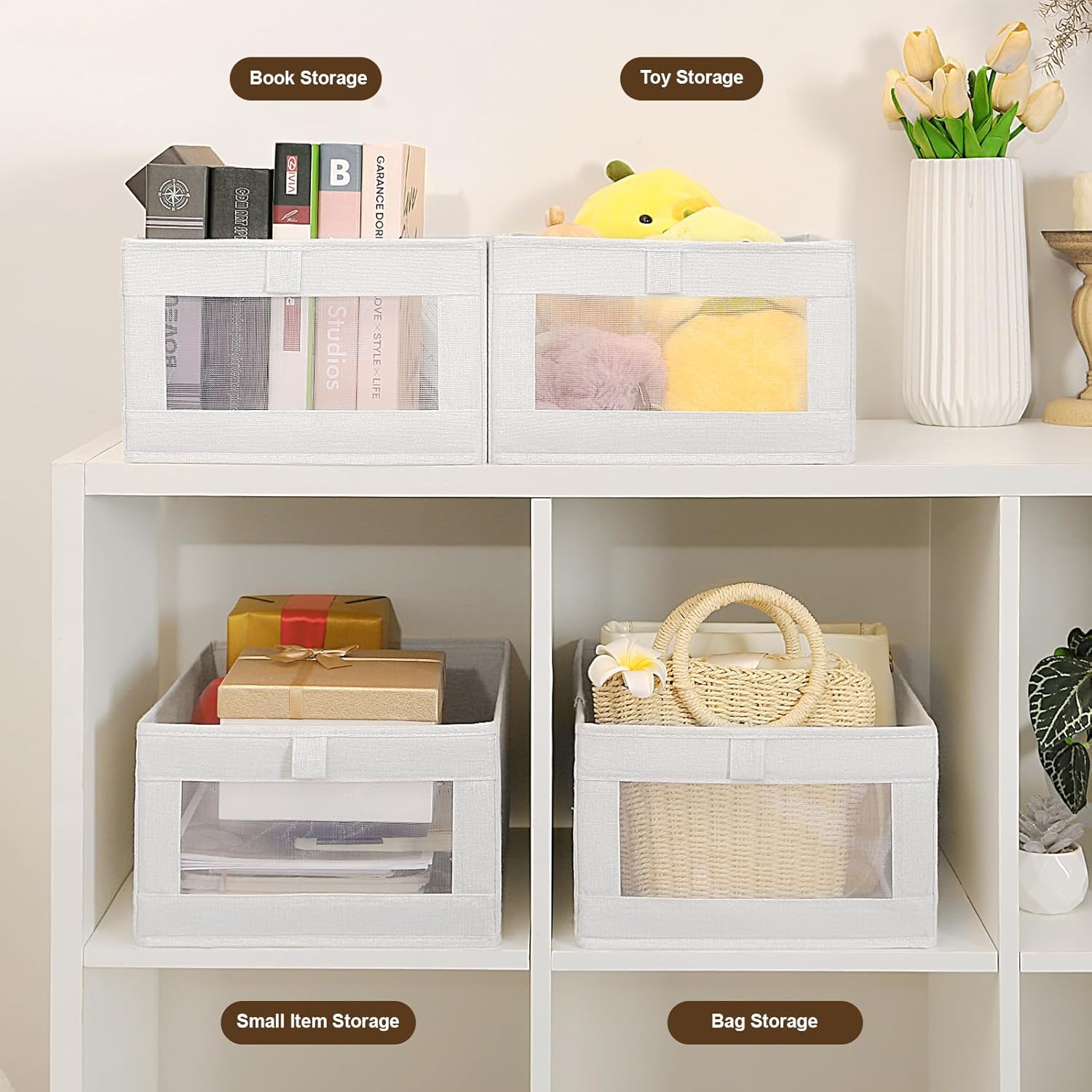CARLA HOME Closet Storage Bins – 6 Pack with Clear Window