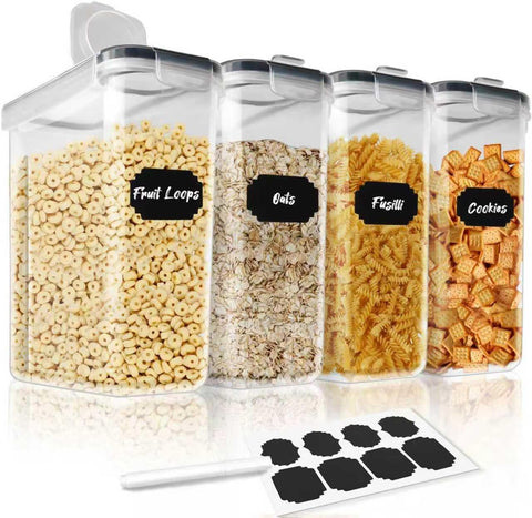 CARLA HOME Airtight Cereal Storage Containers – 4 Pack, 2.5L with Pouring Lids