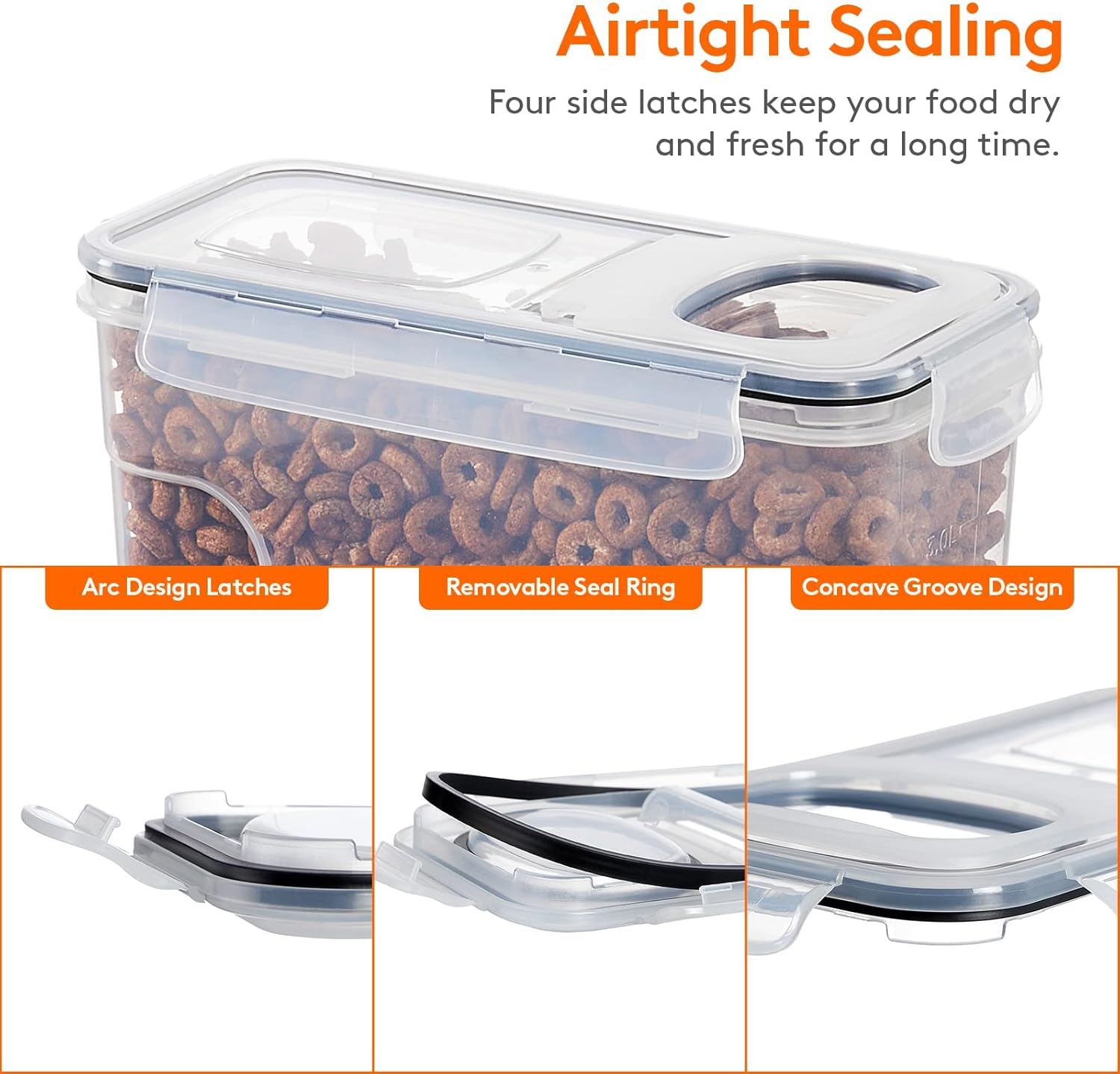 CARLA HOME Airtight Cereal Storage Containers – 4 Pack, 2.5L with Pouring Lids