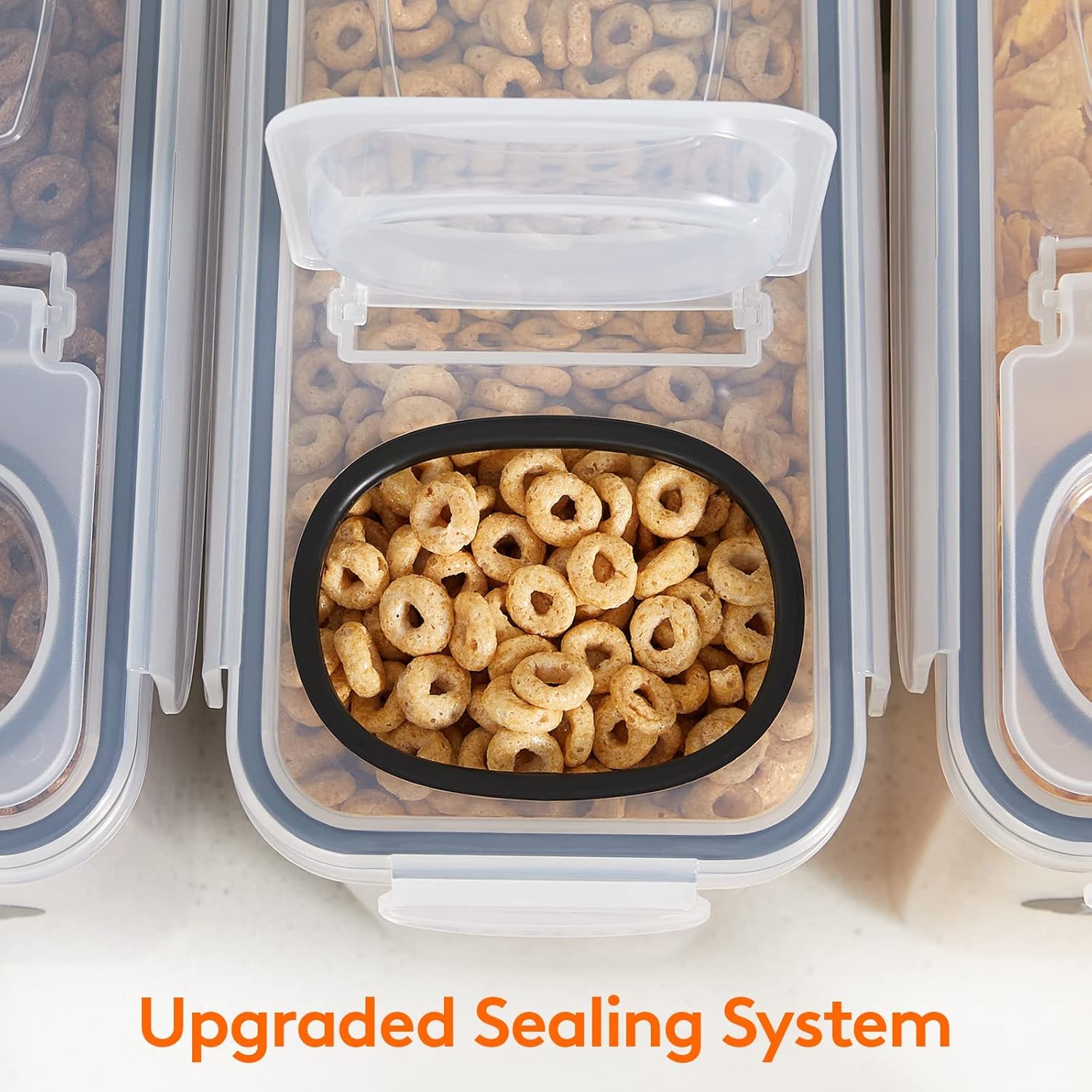 CARLA HOME Airtight Cereal Storage Containers – 4 Pack, 2.5L with Pouring Lids