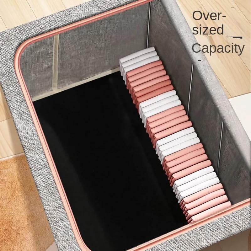 CARLA HOME Large Clothes Storage Bins – Grey 3 Pack, 66L with Lids