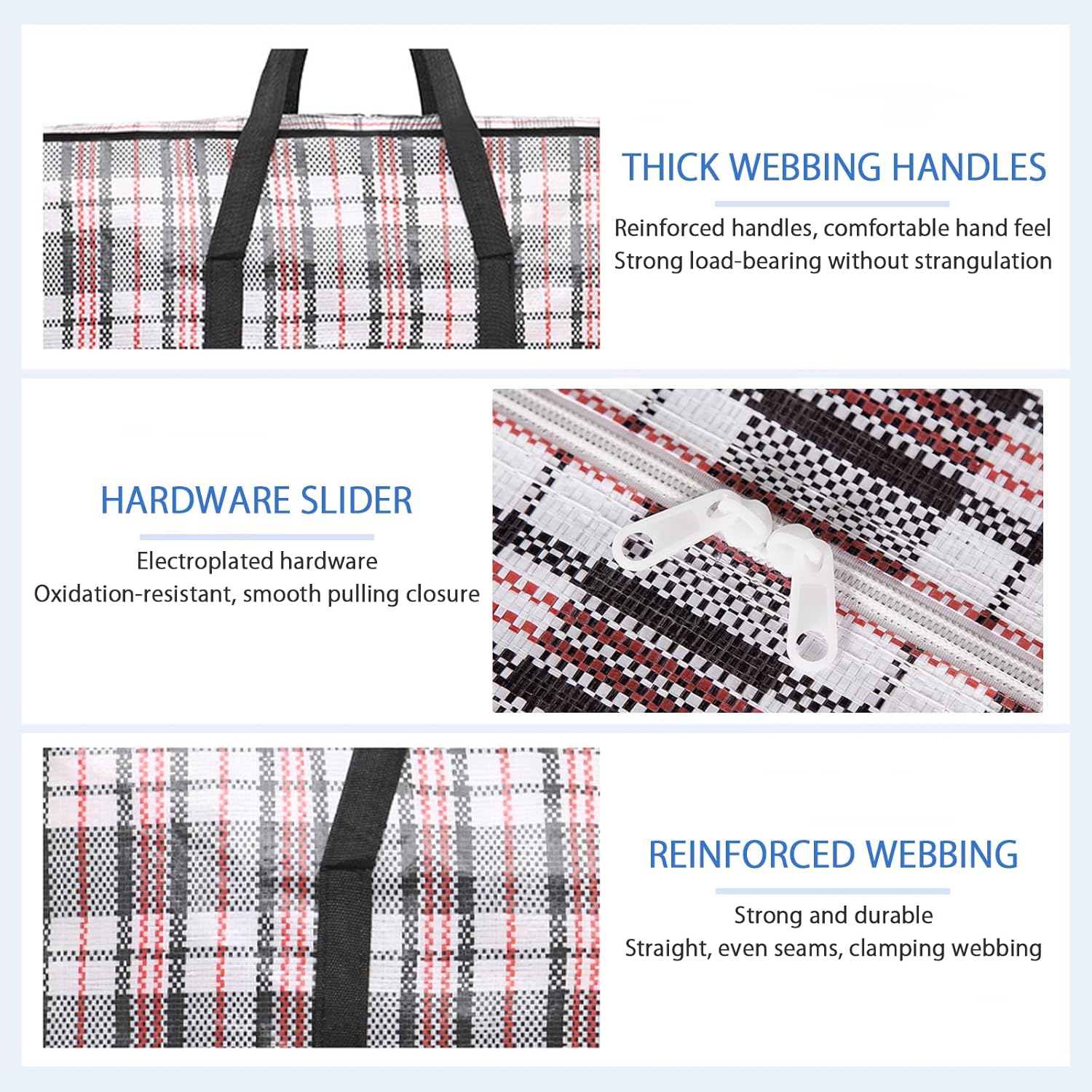 CARLA HOME Large Moving Storage Bags – 6 Pack, 80 x 55 x 25cm with Zippers