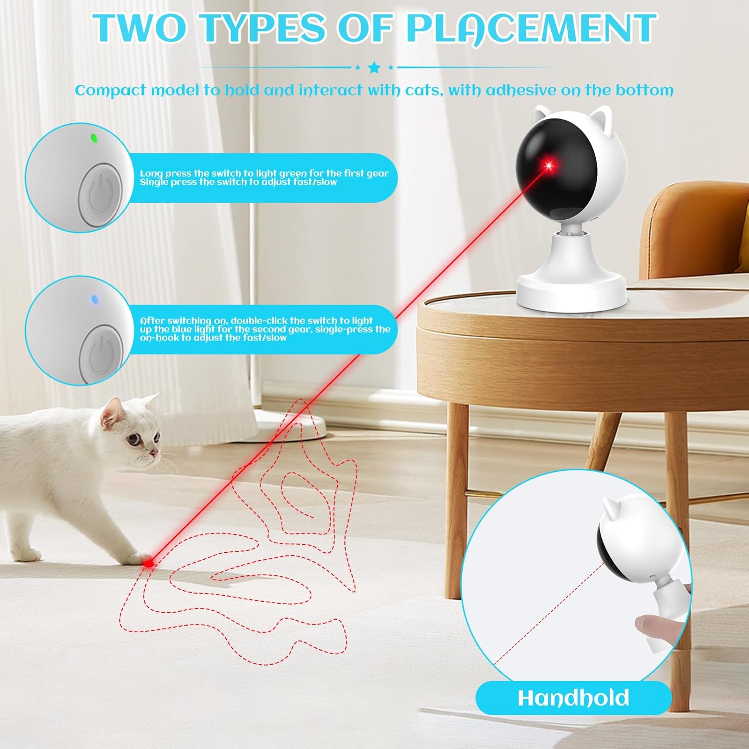 CARLA HOME Interactive Laser Cat Toy with Adjustable Angle & 2 Speeds