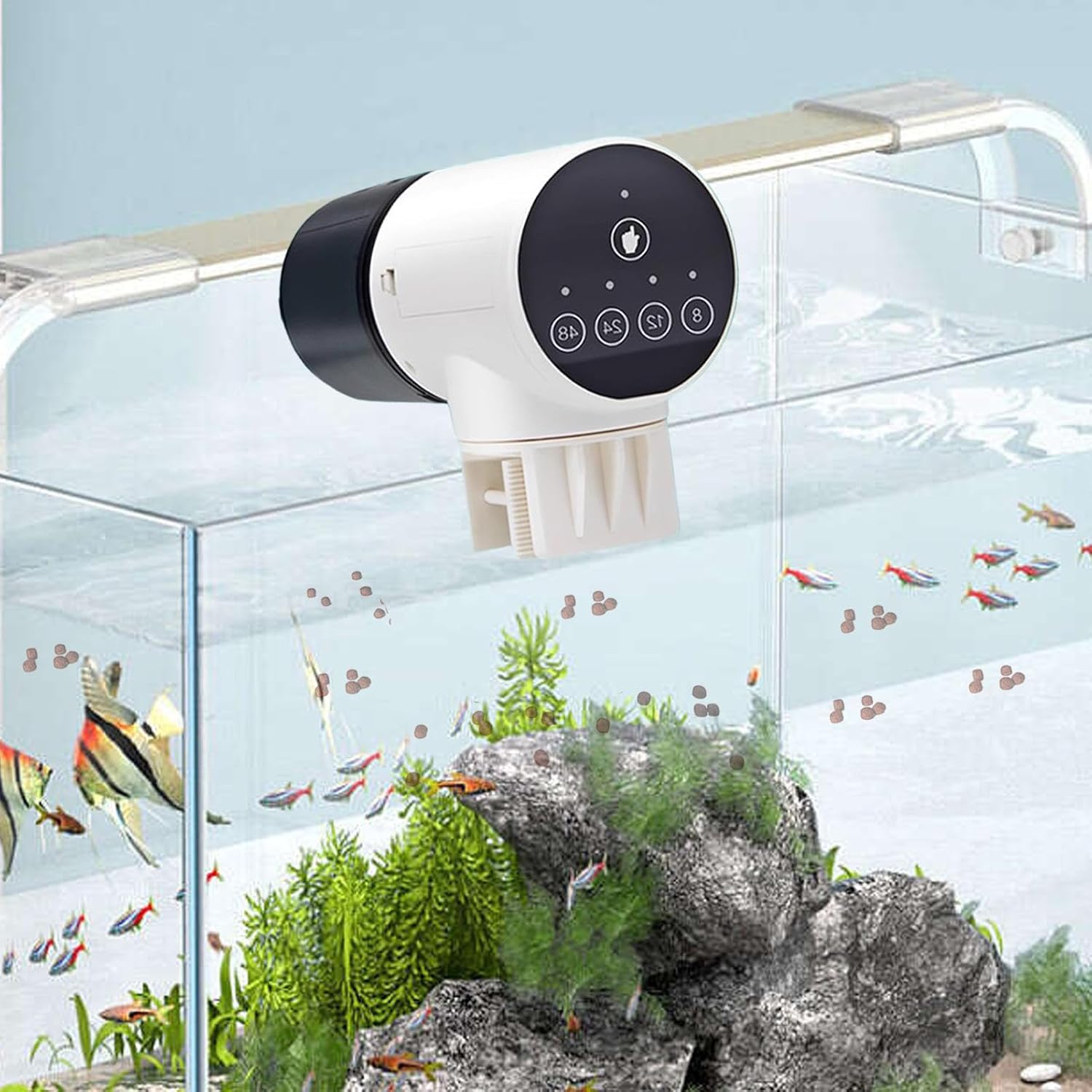 CARLA HOME Automatic Fish Feeder with Timer & Rechargeable Dispenser