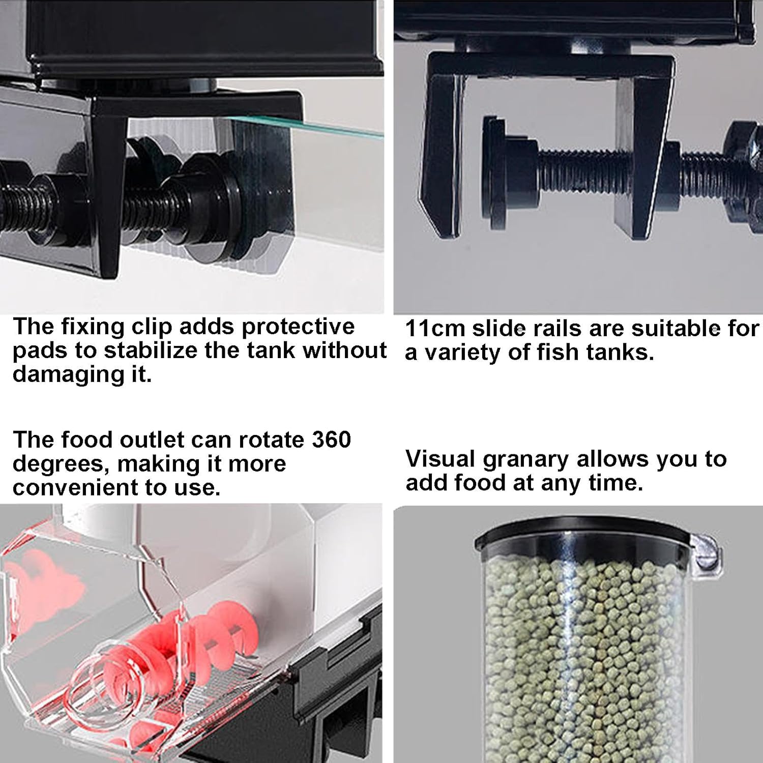 CARLA HOME Automatic Fish Feeder with Timer & Rechargeable Dispenser