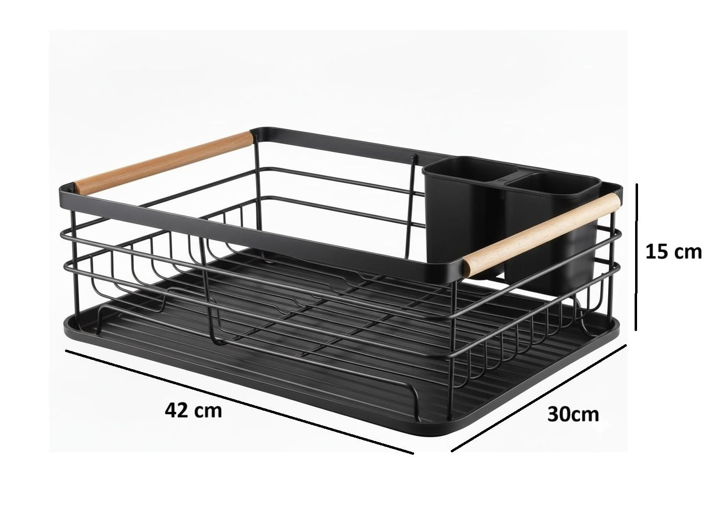 CARLA HOME Dish Drying Rack – Wooden Handles with Drainboard