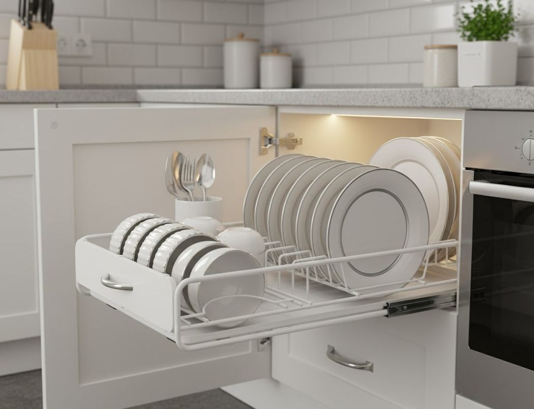 CARLA HOME Pull Out Dish Rack – Slide Out Cabinet Drawer Organiser