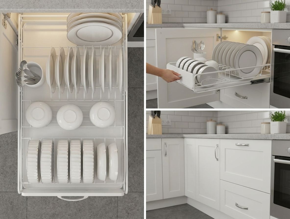 CARLA HOME Pull Out Dish Rack – 2 Pack Slide Out Cabinet Drawer Organisers