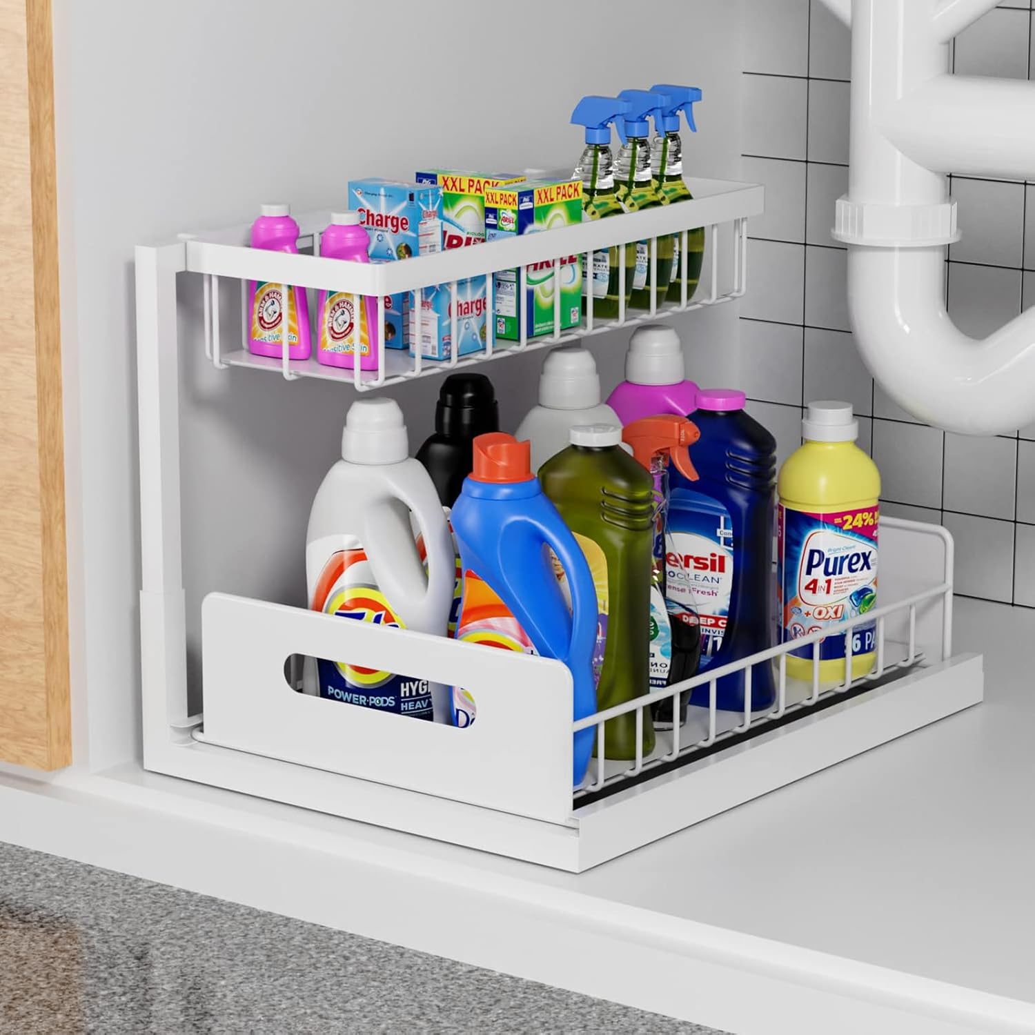 CARLA HOME 2-Tier Under Sink Organizer with Sliding Drawers - 1 Pack