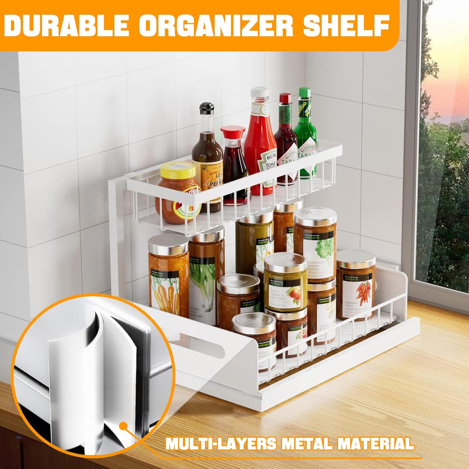 CARLA HOME 2-Tier Under Sink Organizer with Sliding Drawers - 2 Pack
