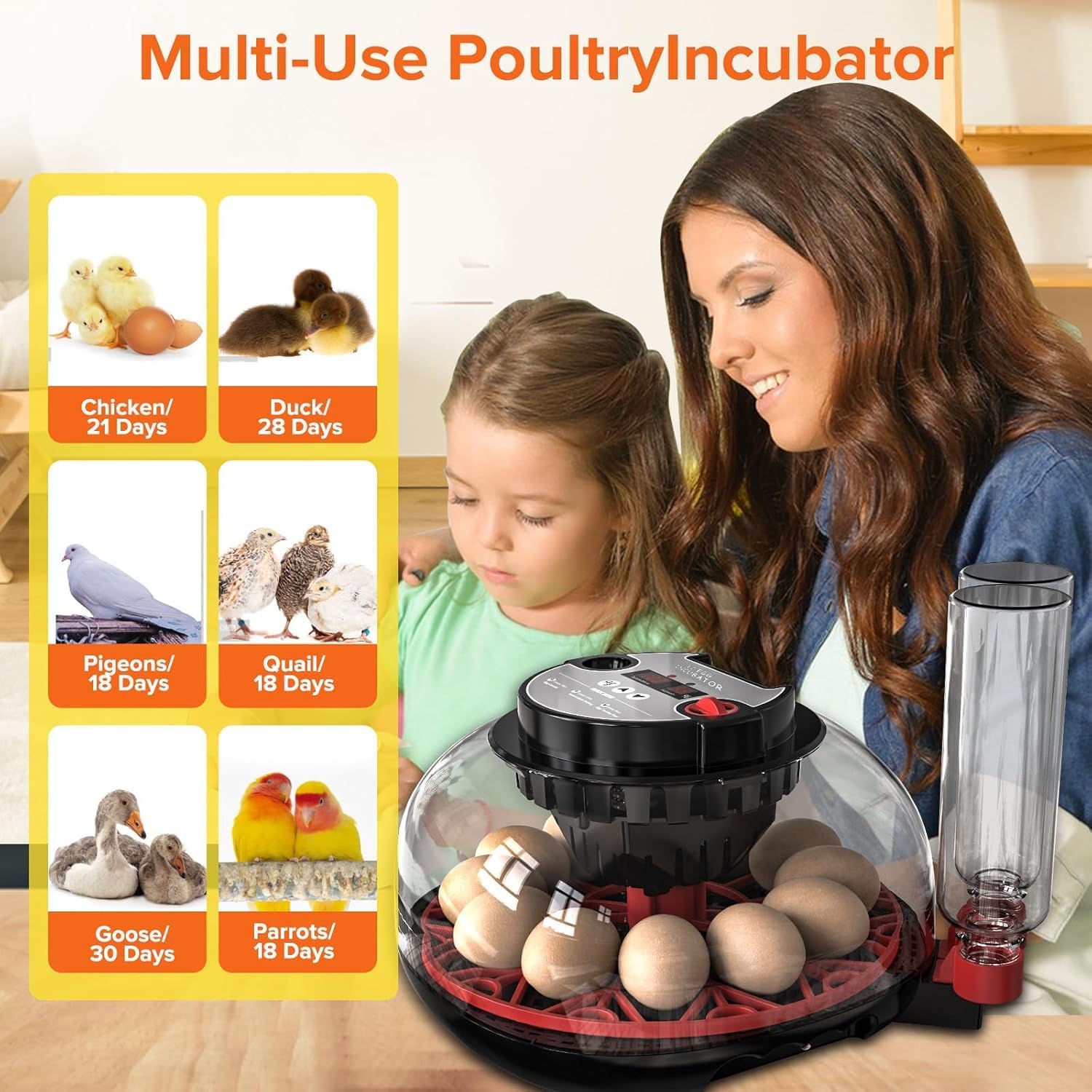 CARLA HOME Automatic Egg Incubator with LED Display & Candler - 12 Egg