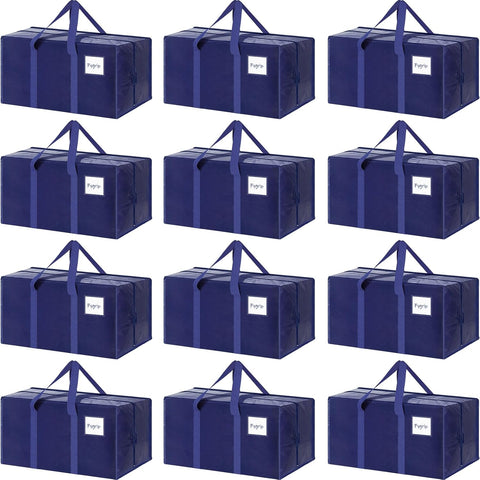 CARLA HOME Large Moving Storage Bags – Blue 12 Pack, 95L with Zippers & Handles