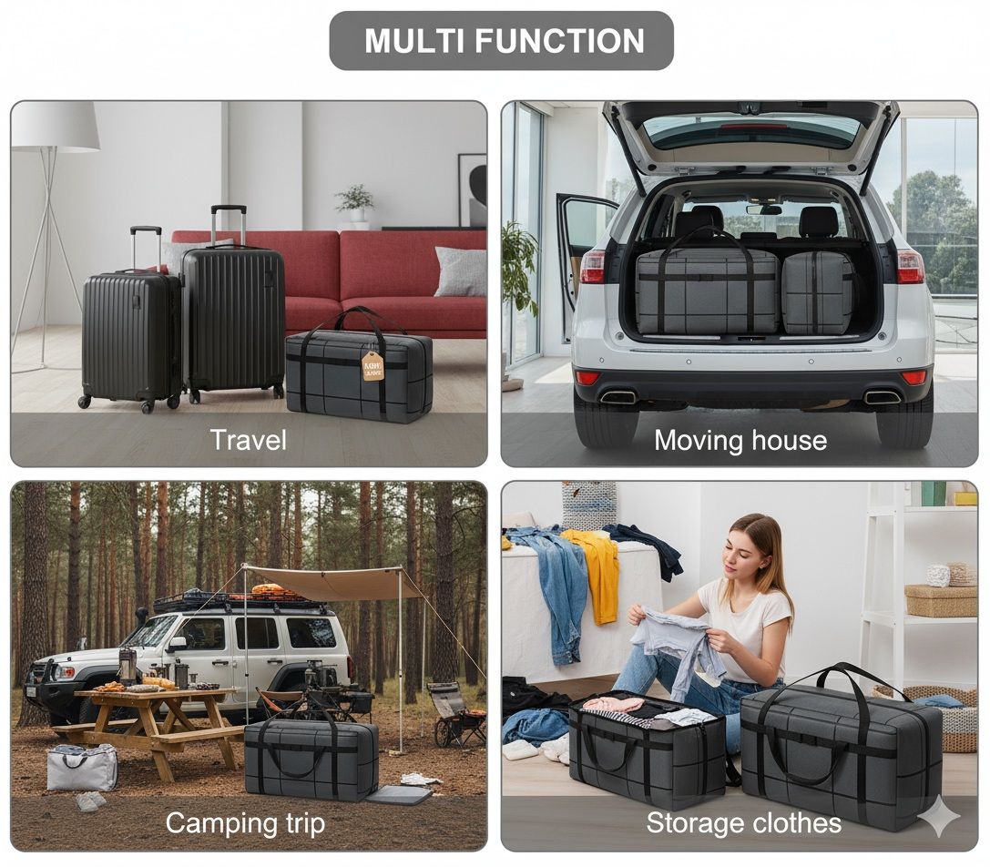 CARLA HOME Extra Large Moving Storage Bags – 180L 4 Pack with Handles
