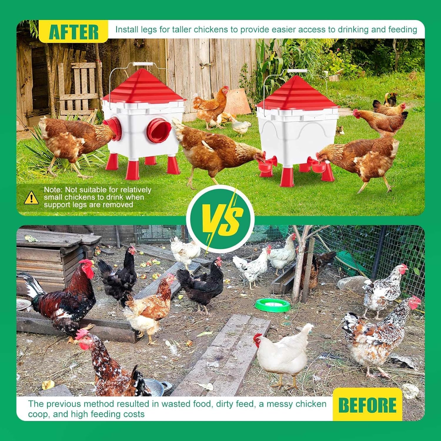 CARLA HOME Chicken Feeder & Waterer Set 8KG Food 8L Water