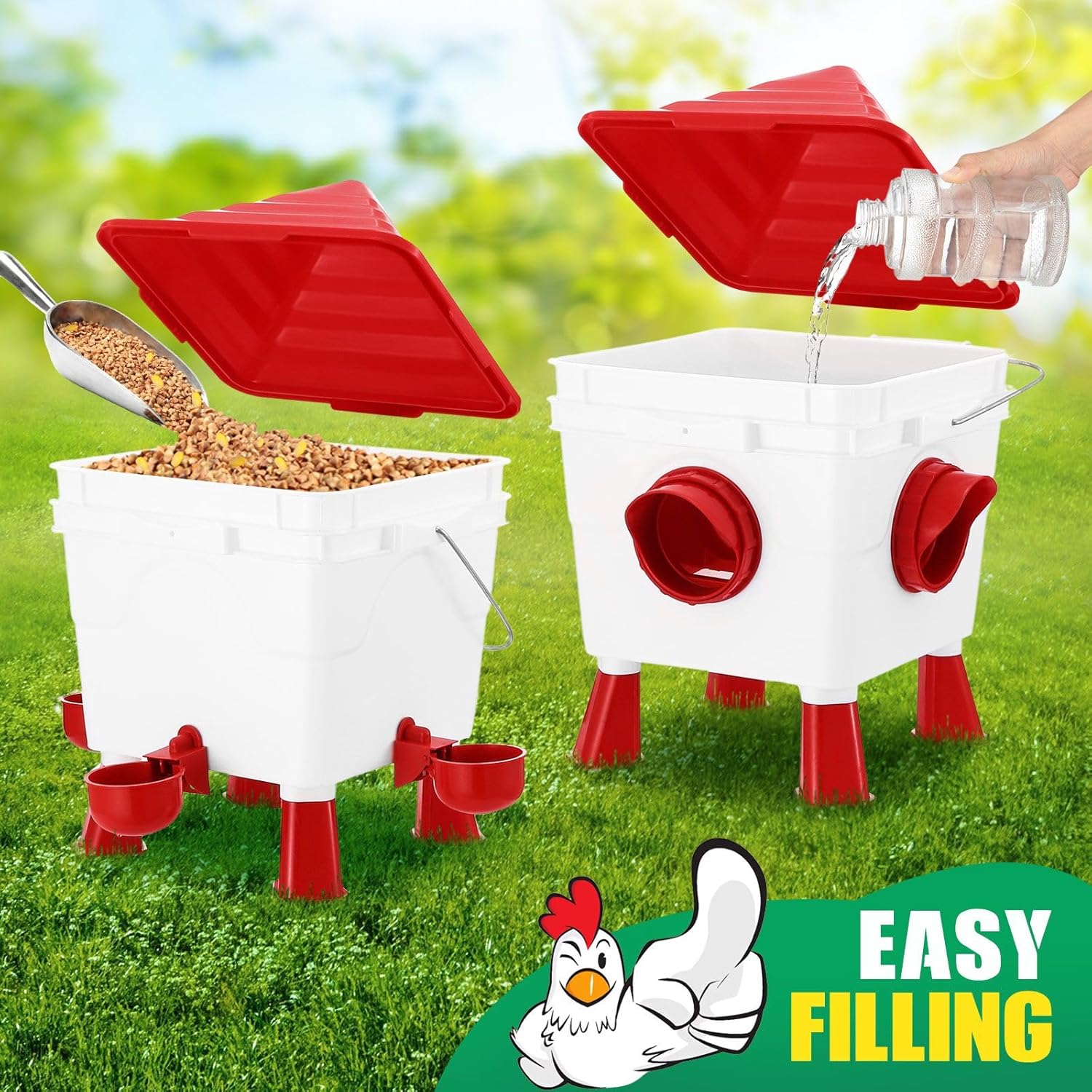 CARLA HOME Chicken Feeder & Waterer Set 8KG Food 8L Water