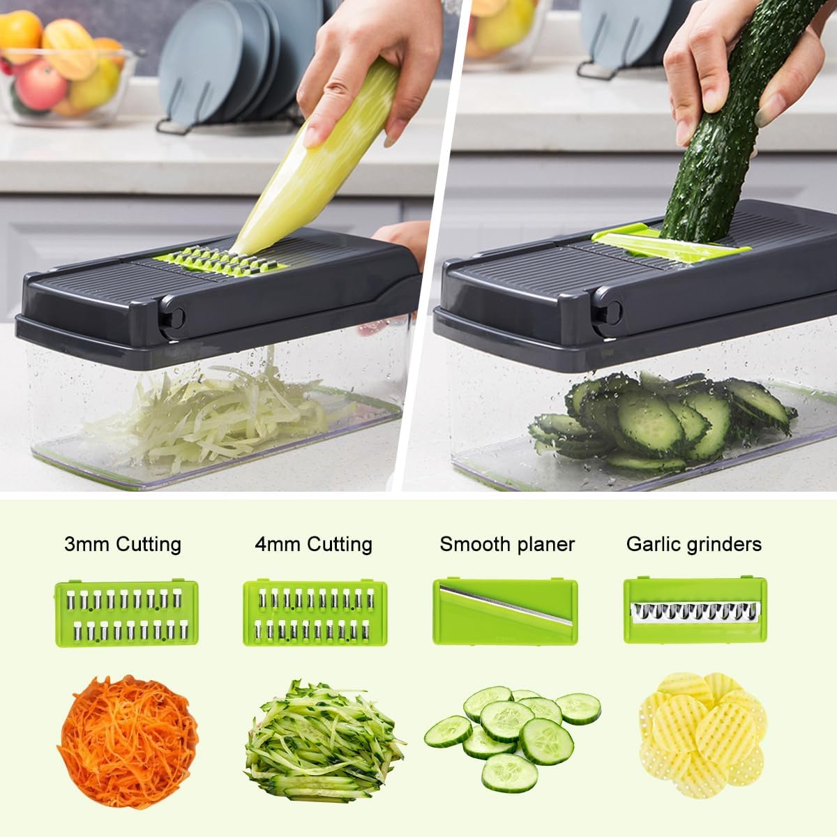 CARLA HOME 16-in-1 Mandoline Vegetable Chopper – Storage Container & 8 Blades