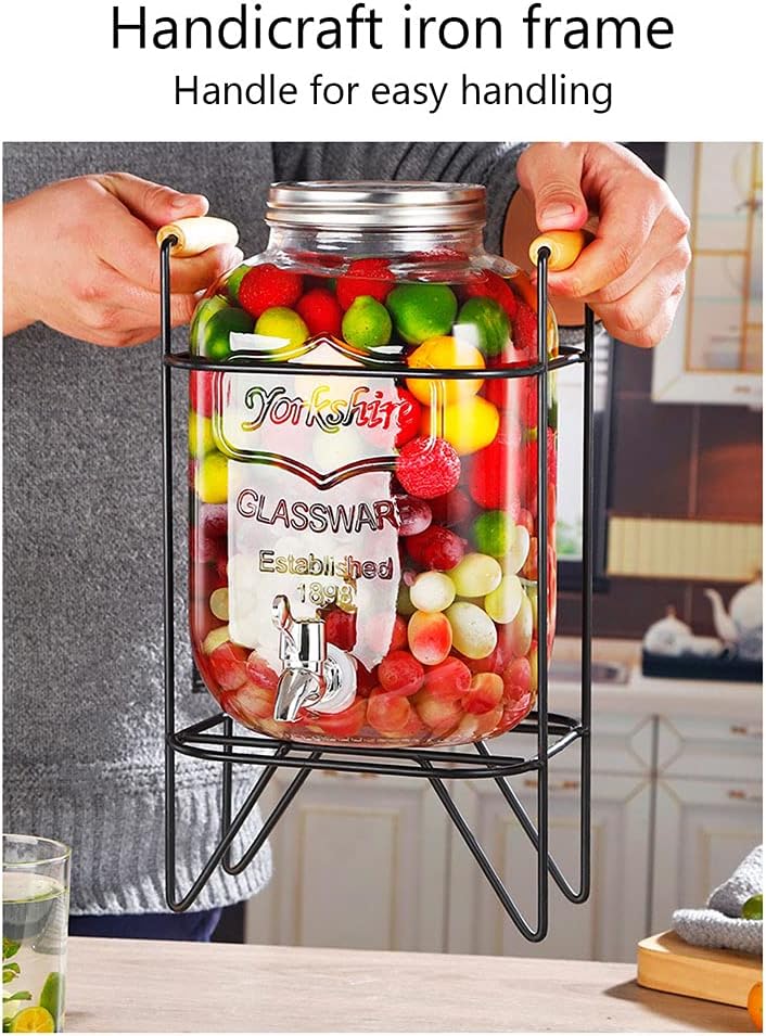 CARLA HOME Glass Drink Dispenser – 5L with Metal Stand & Stainless Steel Tap