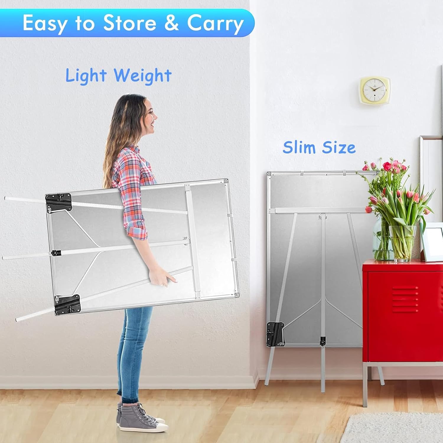 CARLA HOME 90x60cm Magnetic Whiteboard Easel with Adjustable Tripod Stand