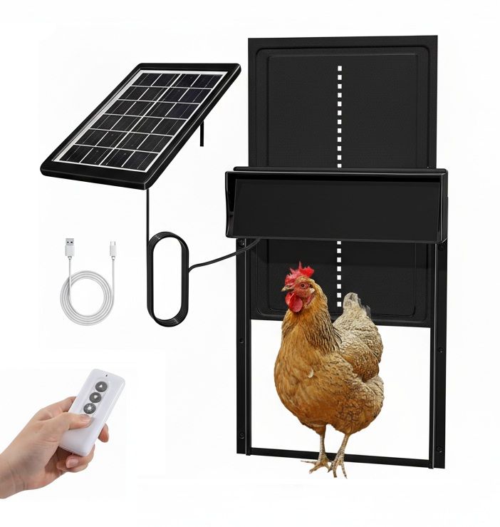 CARLA HOME Solar Automatic Chicken Coop Door with 4 Modes & Anti-Pinch