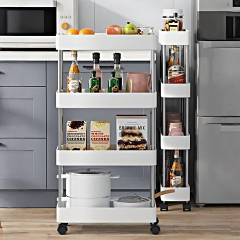 CARLA HOME Slim 4-Tier Storage Cart Organiser with Wheels