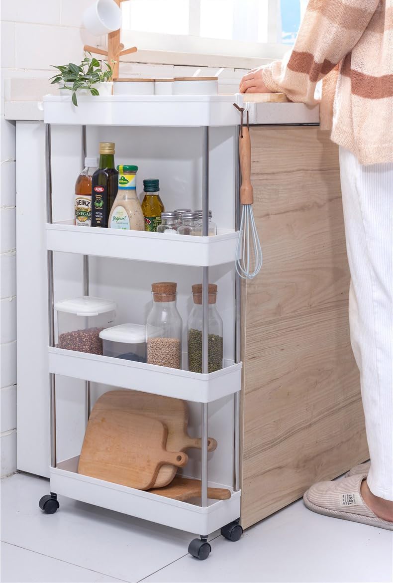 CARLA HOME Slim 4-Tier Storage Cart Organiser with Wheels