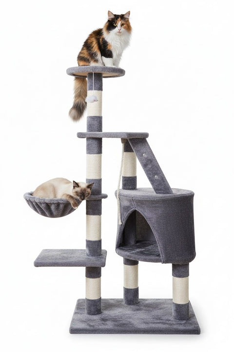 CARLA HOME Cat Tree – 120cm with Condo, Hammock & Plush Perch