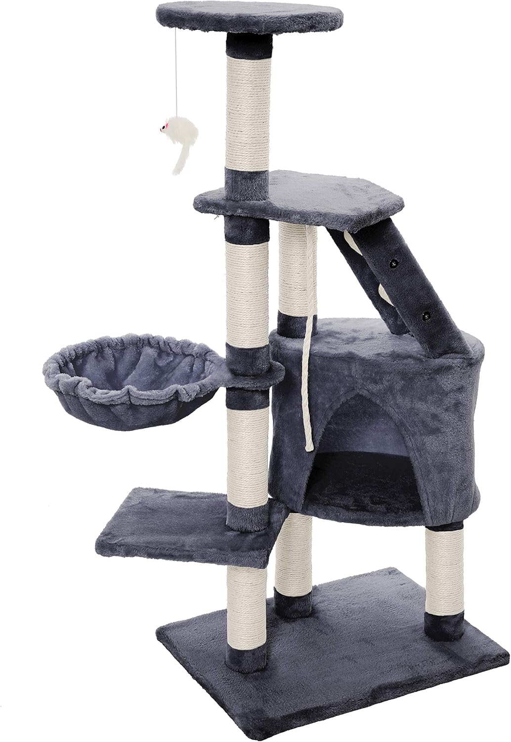 CARLA HOME Cat Tree – 120cm with Condo, Hammock & Plush Perch