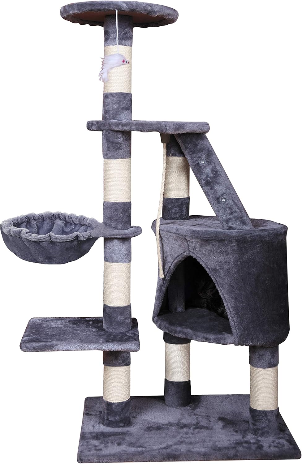 CARLA HOME Cat Tree – 120cm with Condo, Hammock & Plush Perch