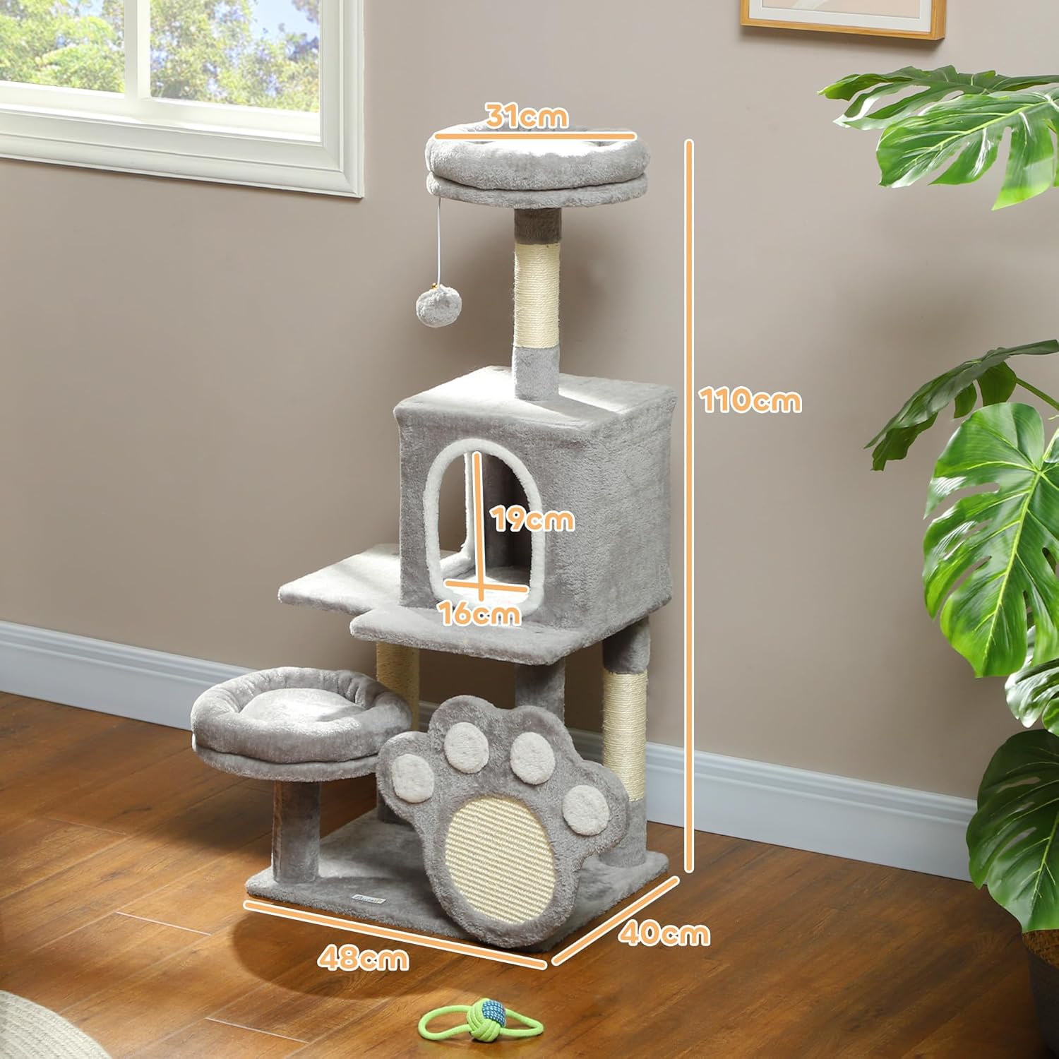CARLA HOME Large Cat Tree Tower with Condo & Sisal Scratching Posts